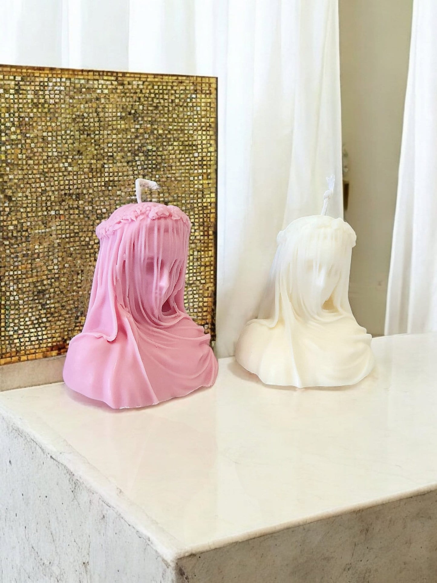 Veiled lady head candle
