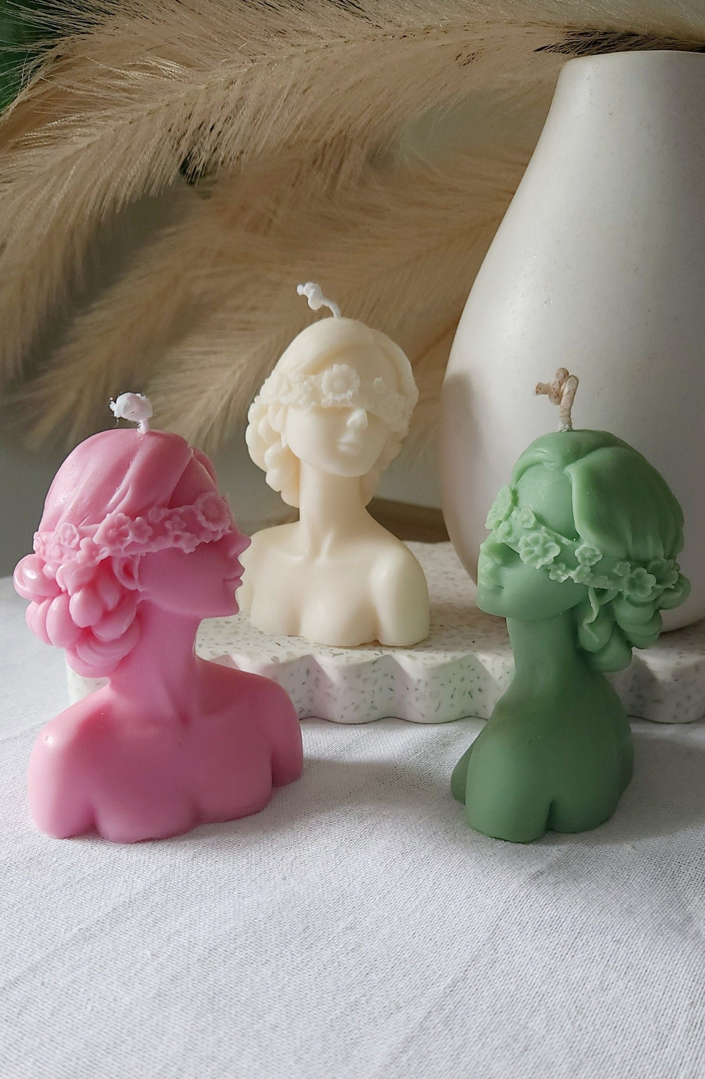 Lady flower Head body Pillar Candle