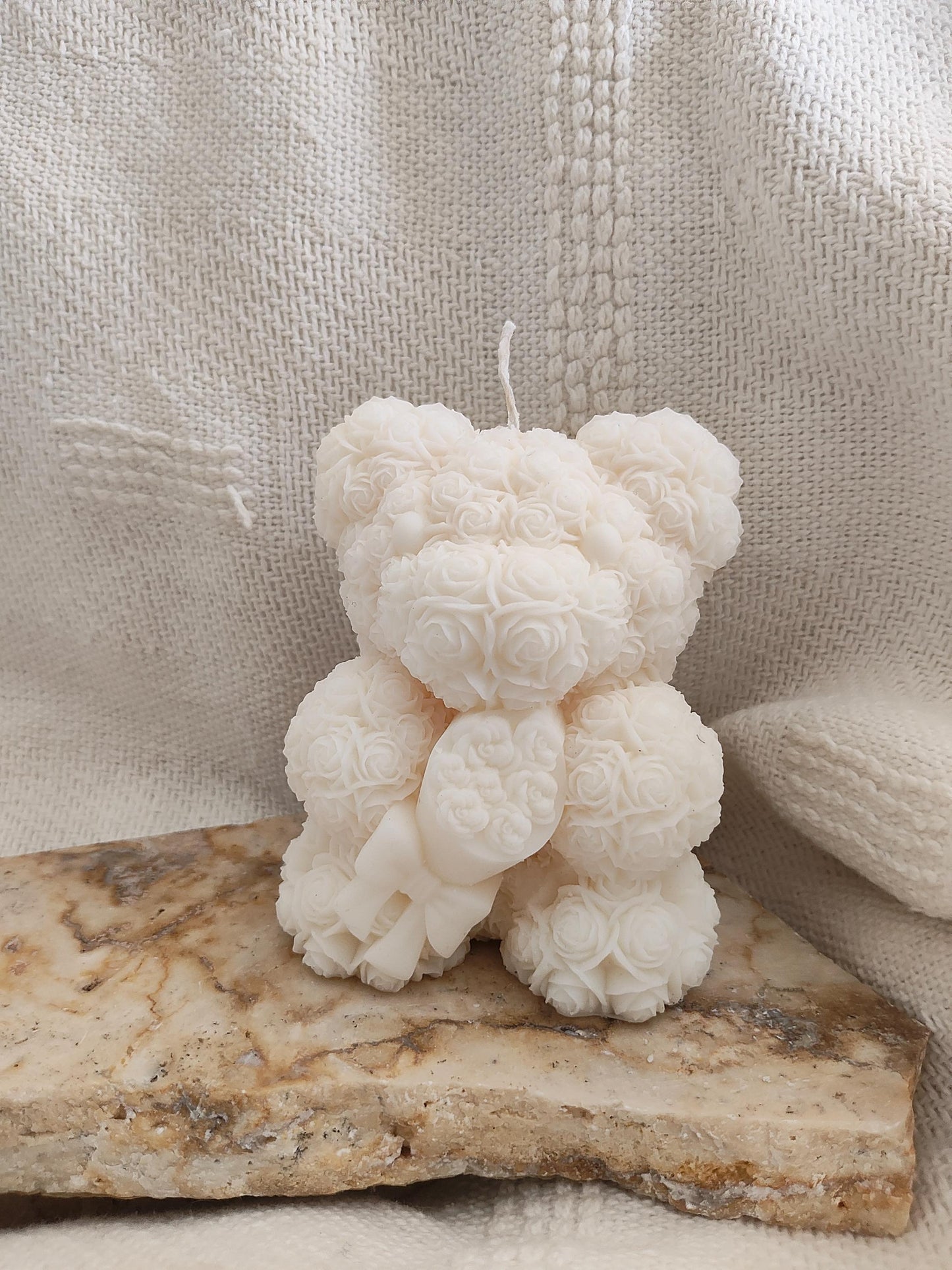 Bear bouquet roses love Pillar Candle