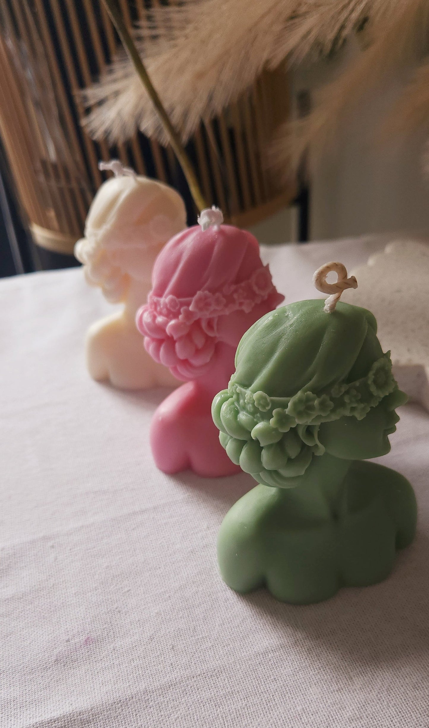 Lady flower Head body Pillar Candle