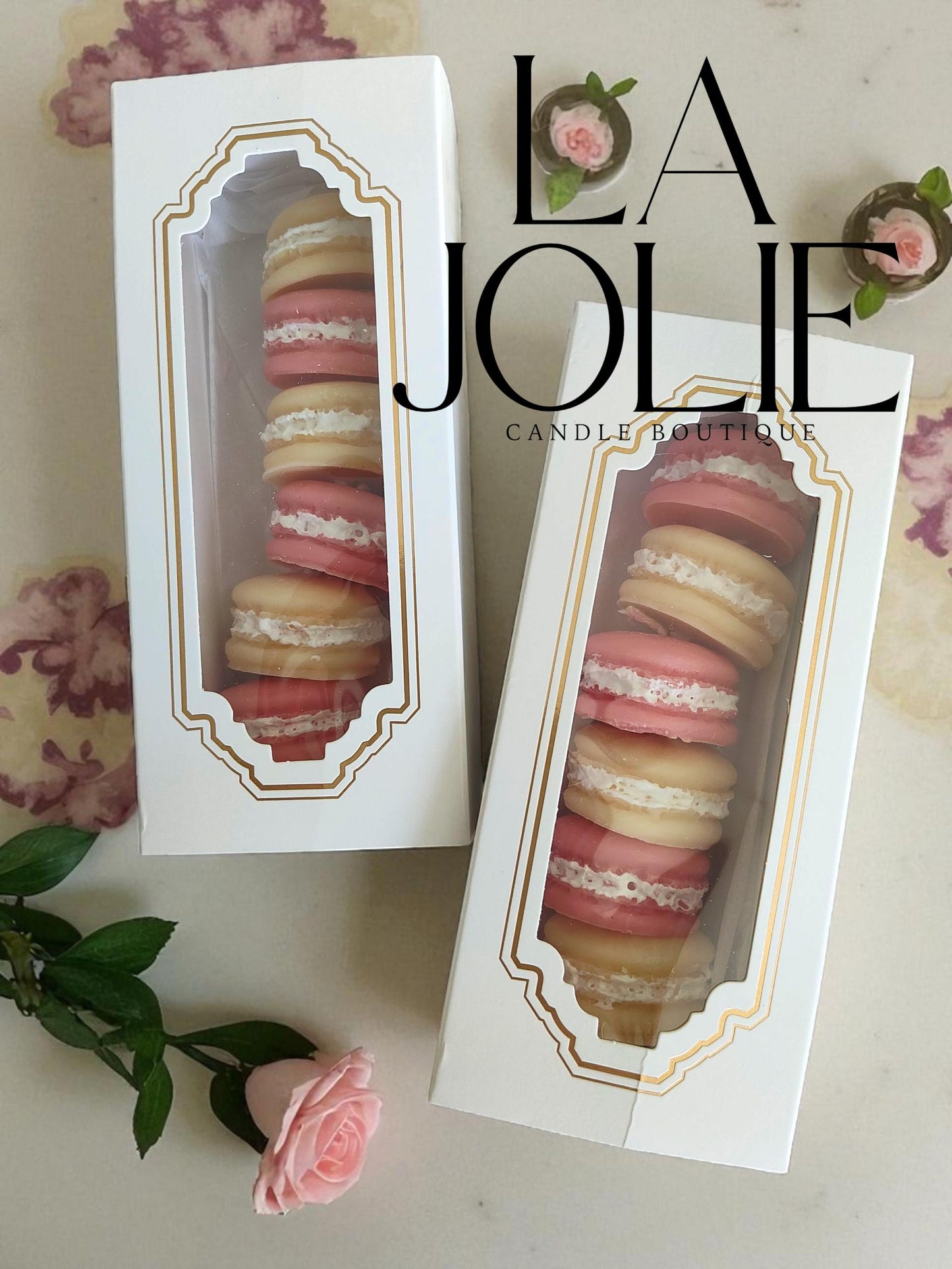 Small Macaron candles in box