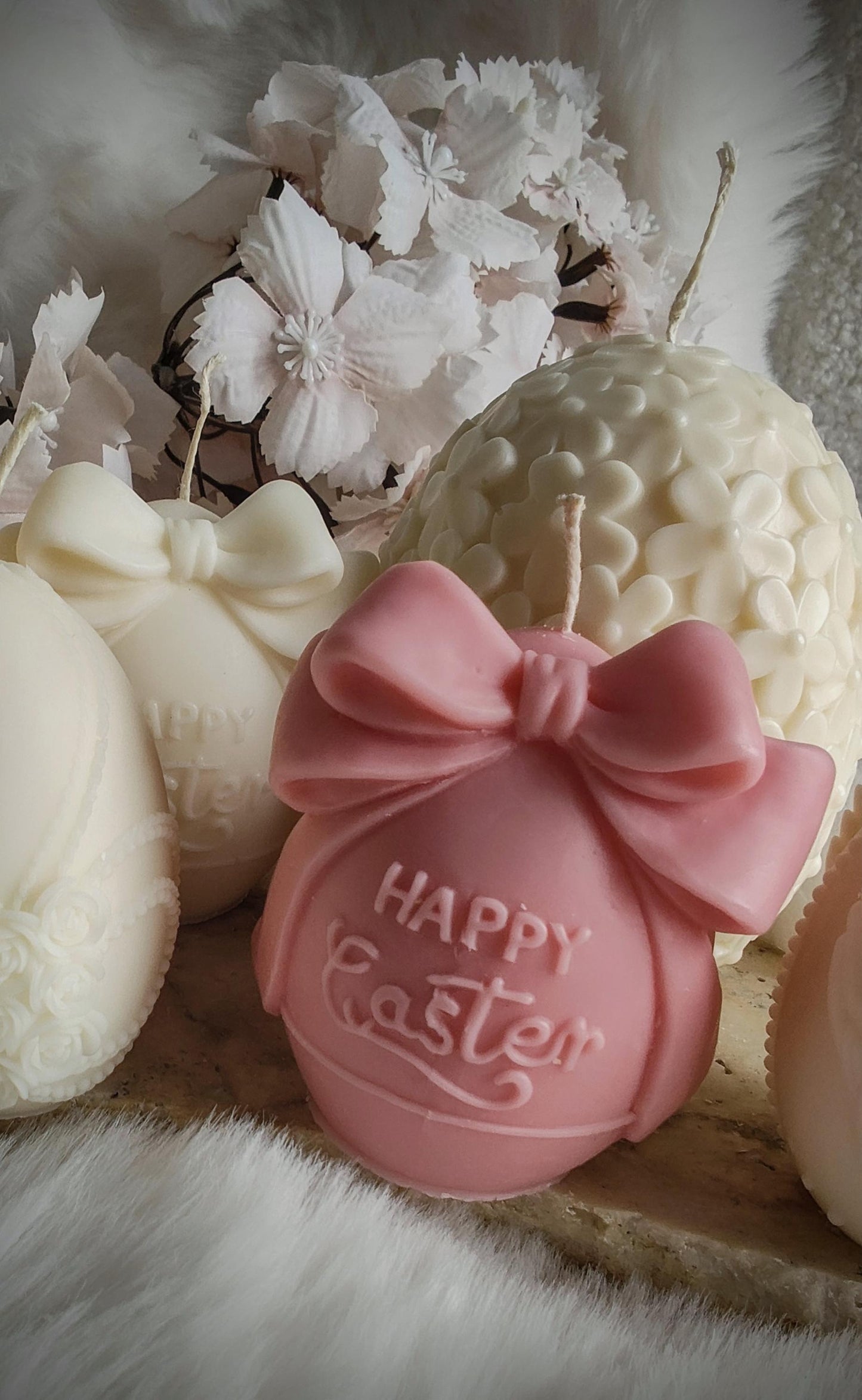 Happy Easter egg bow Pillar Candle
