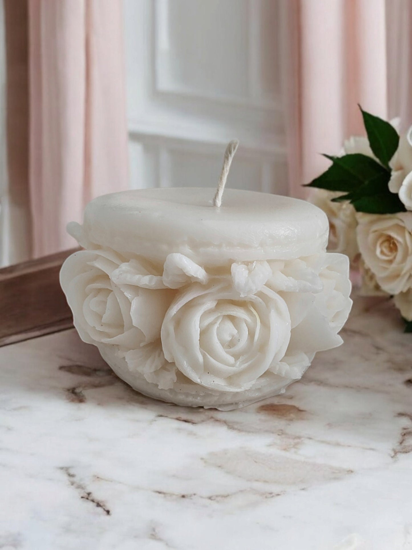 Rose Macaron flower Candle