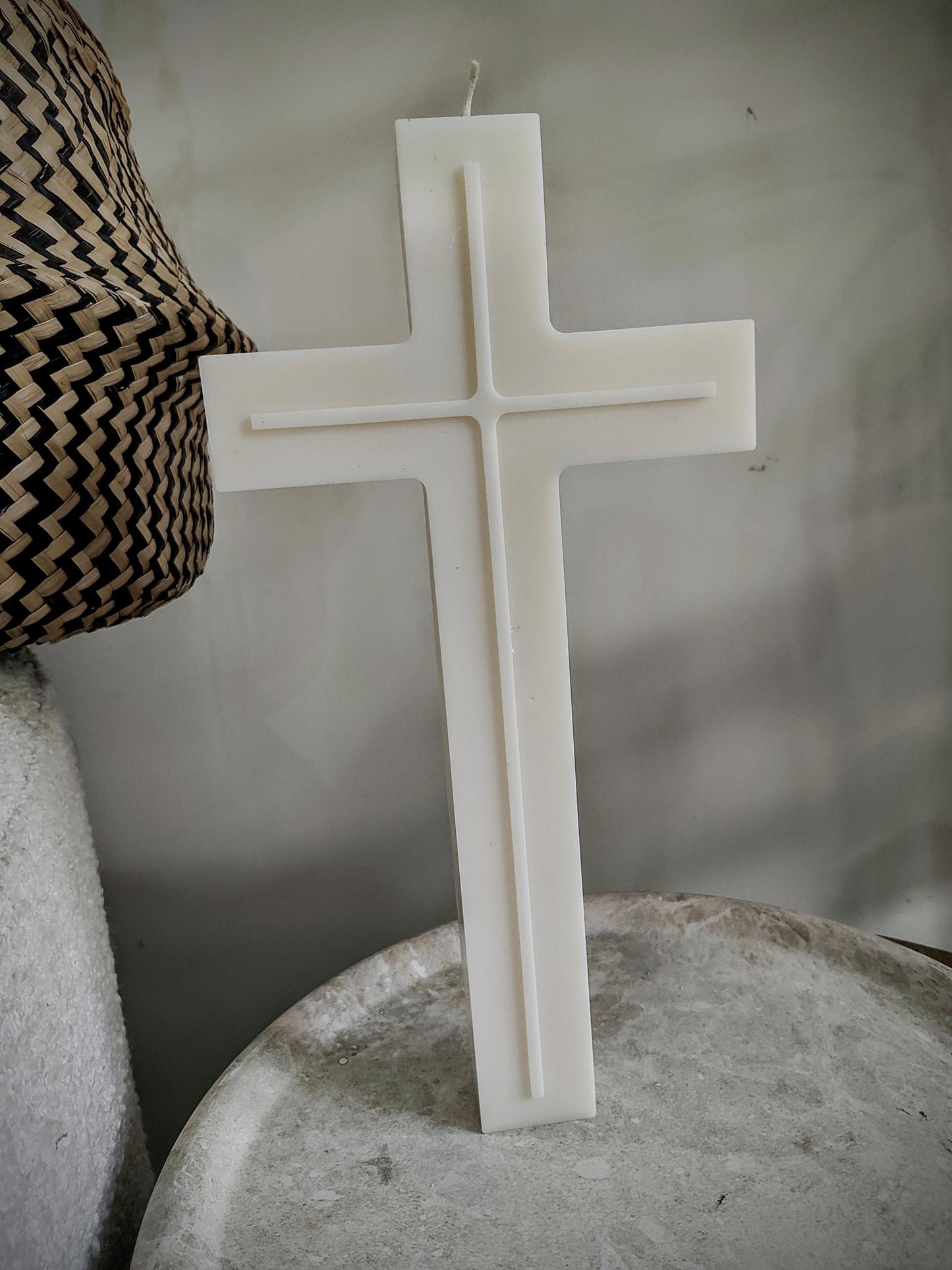 Large cross shaped Pillar Candle