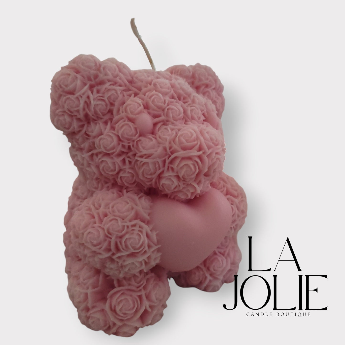 Bear heart roses love Pillar Candle