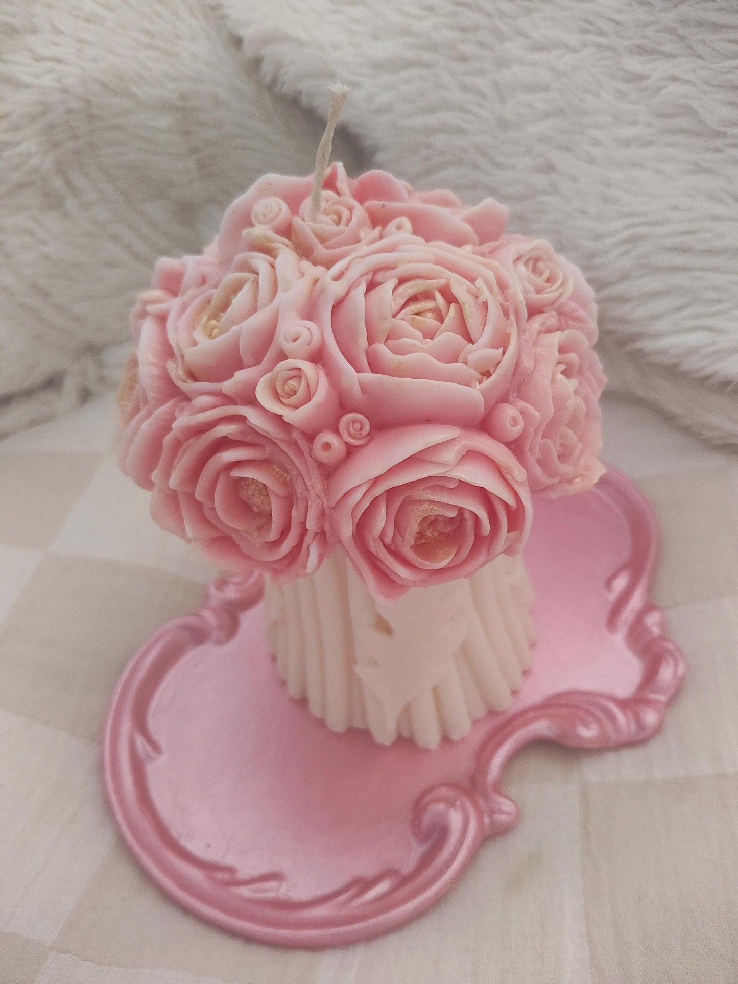 Large pink Flower Bouquet Candle