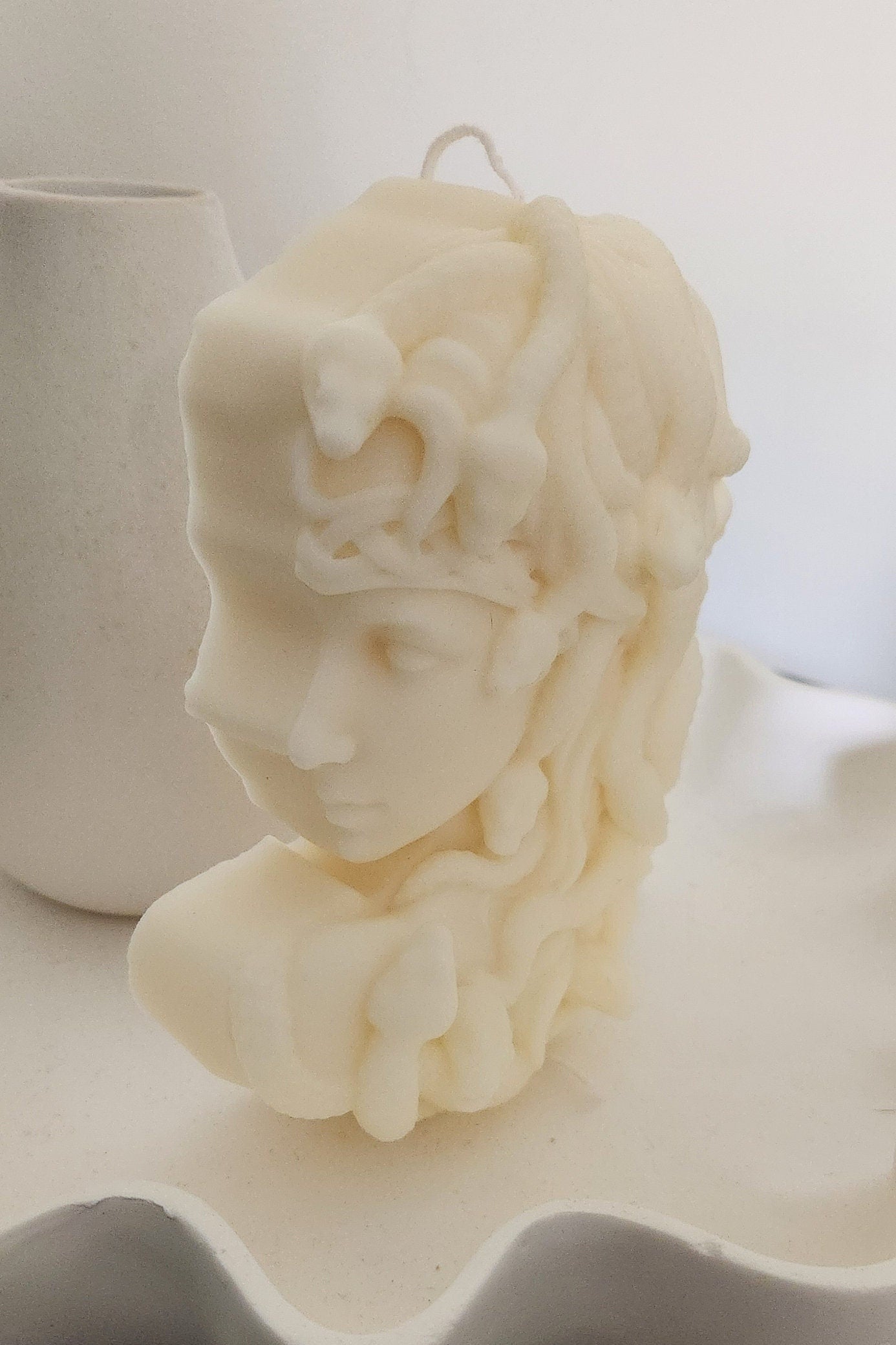 Large lady snake lady head Princesse medusa Pillar Candle