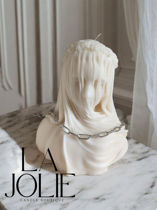 Large veiled lady head candle