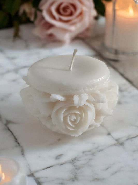 Rose Macaron flower Candle