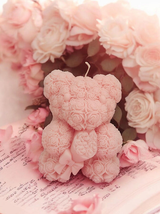 Bear bouquet roses love Pillar Candle