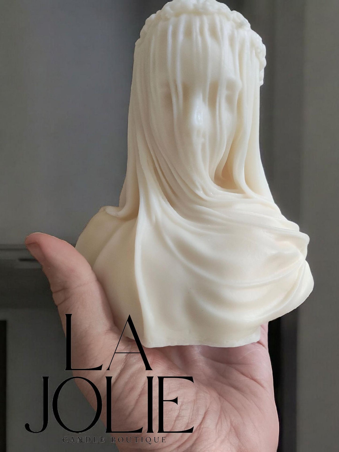 Large veiled lady head candle