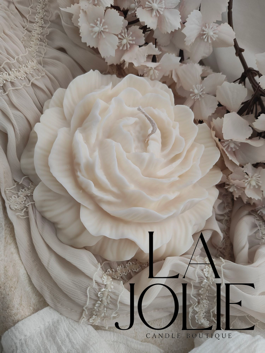 Large peony flower candle