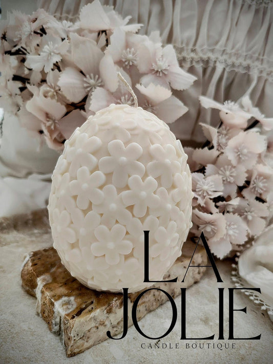 egg flower soy Pillar Candle