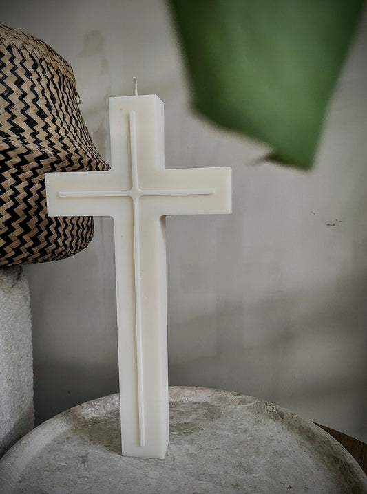 Large cross shaped Pillar Candle